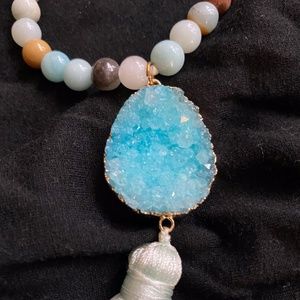 Crystal Beaded Tassle Mala Necklace